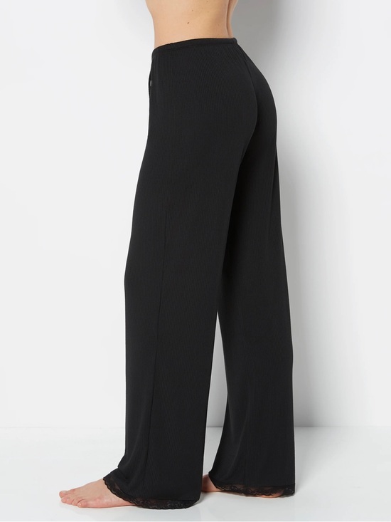 La SENZA Pants - La Senza Casual Sleep Ribbed Pant With Picot Trim in Tuxedo Blac Size L